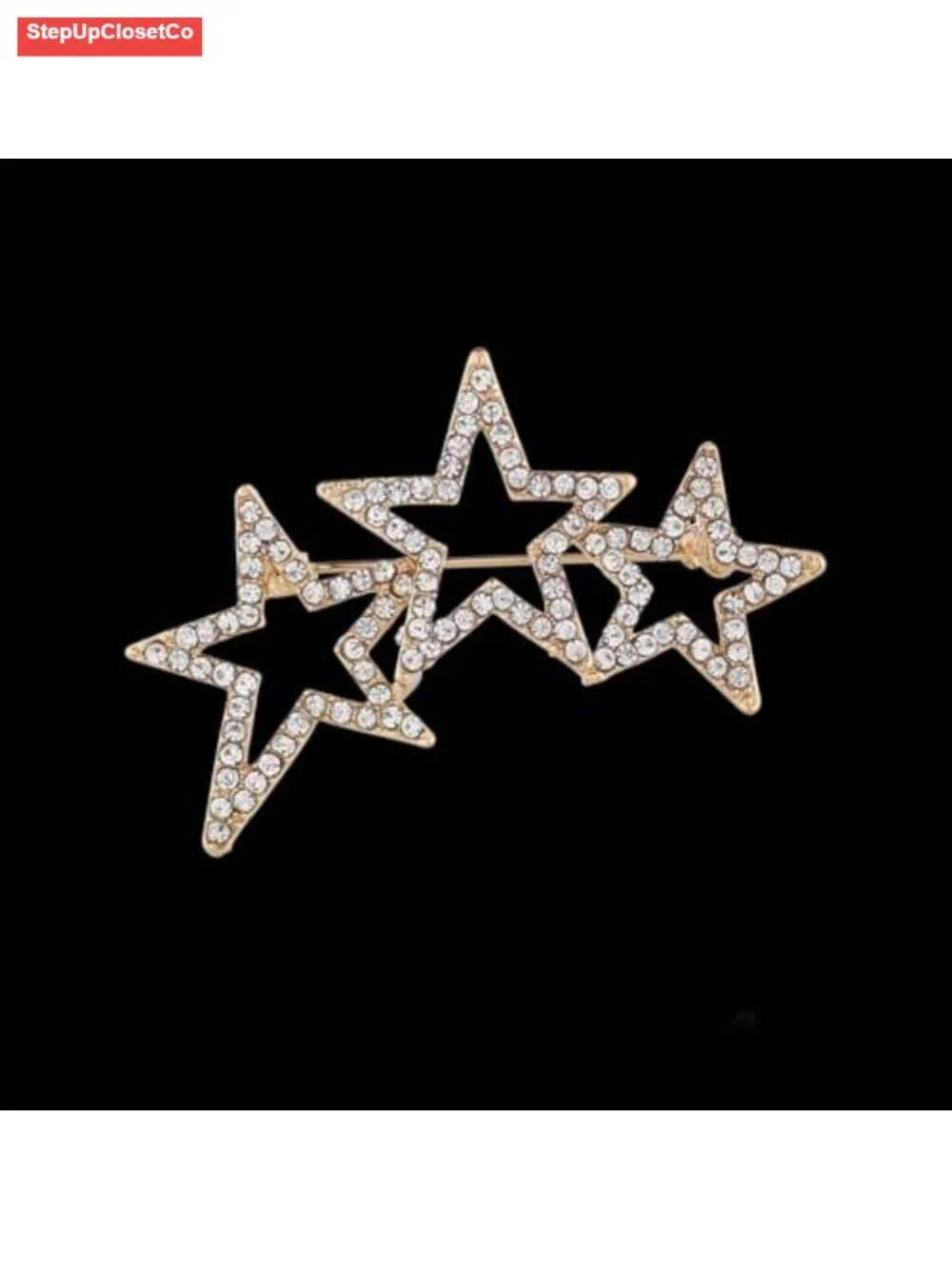 Crystal Starburst Brooch Pin, Rhinestone Star Lapel Pin for Women Suit Dress